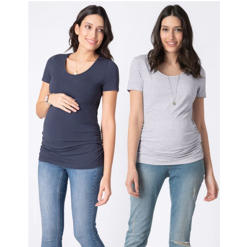 Seraphine 2-pack Vente- T-shirts i bambus - Julianne - Navy/Grå - Graviditetstøj - MamaMilla