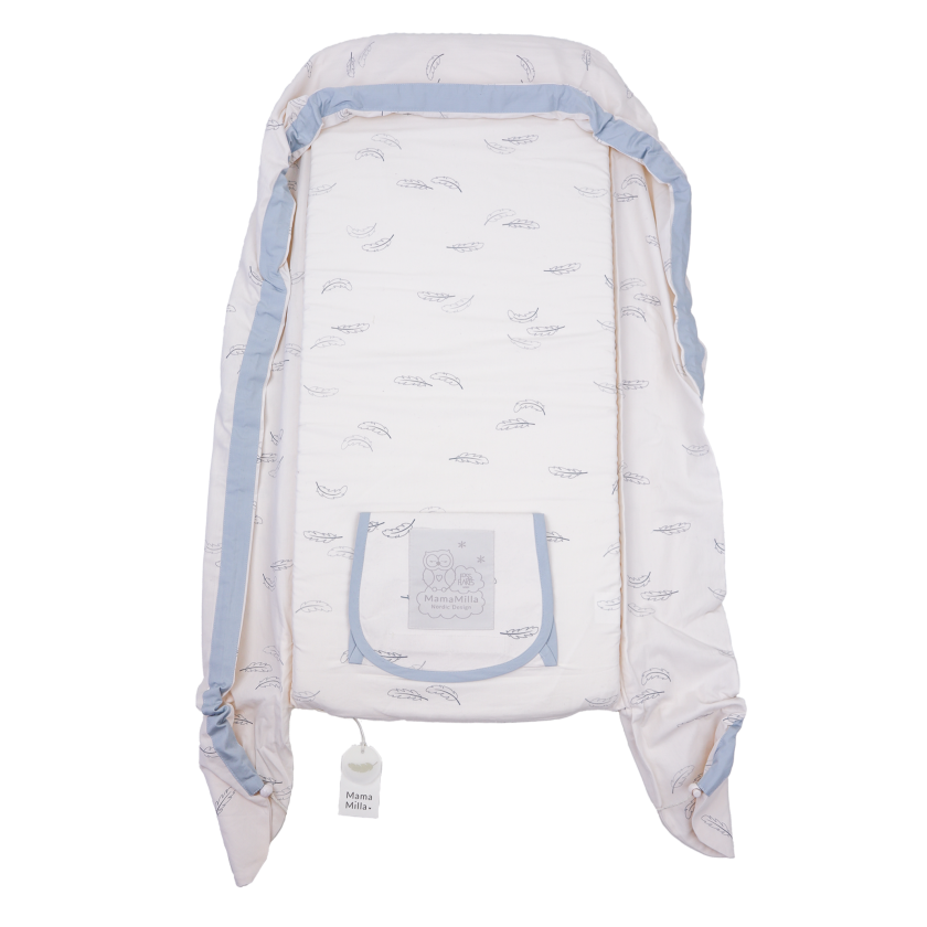 MamaMilla babynestcover - Blue feathers - Cover til babynest - MamaMilla