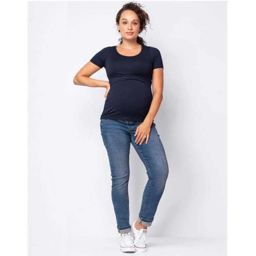 Seraphine 2-pack Vente- og amme T-shirt i bambus- Laina - Navy/Grå - Ammetøj - MamaMilla