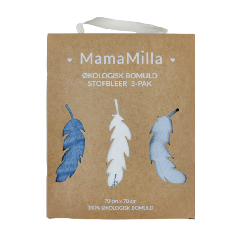 MamaMilla økologiske stofbleer - 3-pak - Blue - Stofbleer - MamaMilla