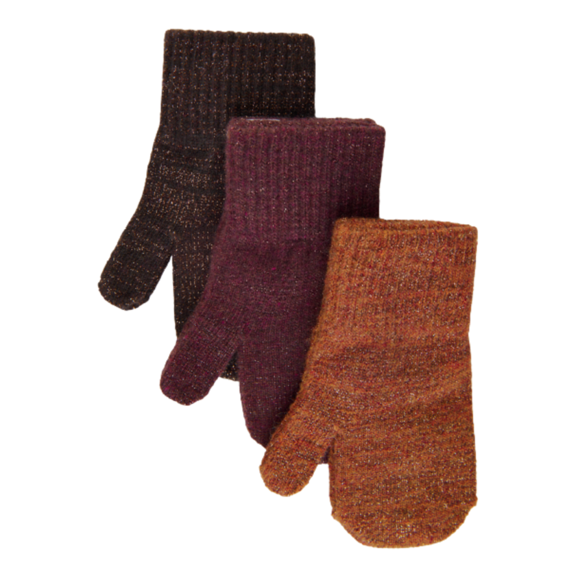 Mikk-line magiske strikluffer - 3 pack - Decadent Chocolate - Glimmer - Vanter - MamaMilla