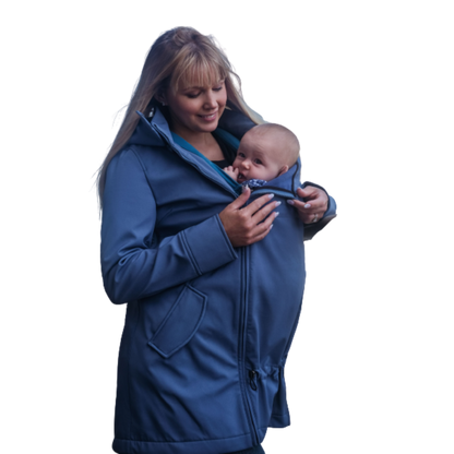 Wombat &amp; Co. 4-i-1 softshell overgangsjakke til gravide/bærejakke - Light Blue - Bærejakke - MamaMilla